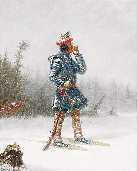 Cornelius Krieghoff Indian Hunter on Snowshoes